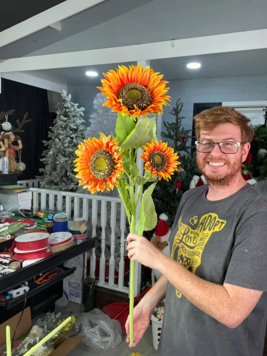 3 Foot Sunflower Spray X3 Orange 12262 Greenery