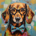 Dachshund Dog With Glasses Sign Funny Animal Wall Art Dco - 01349 For Wreath 10X10’ Metal