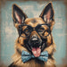 German Shephard Dog With Glasses Sign Funny Animal Wall Art Dco - 01344 For Wreath 10X10’ Metal