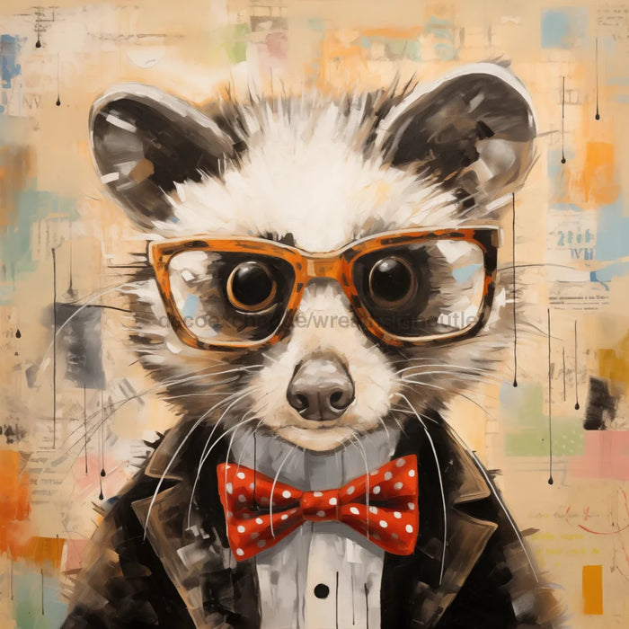 Opposum With Glasses Sign Funny Animal Wall Art Dco-01158 For Wreath 10X10 Metal