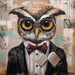 Owl With Glasses Sign Funny Animal Wall Art Dco-01156 For Wreath 10X10 Metal