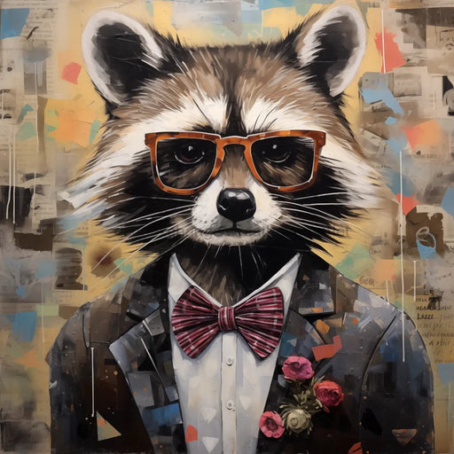 Raccoon With Glasses Sign Funny Animal Wall Art Dco-01146 For Wreath 10X10 Metal