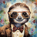 Sloth With Glasses Sign Funny Animal Wall Art Dco-01141 For Wreath 10X10 Metal